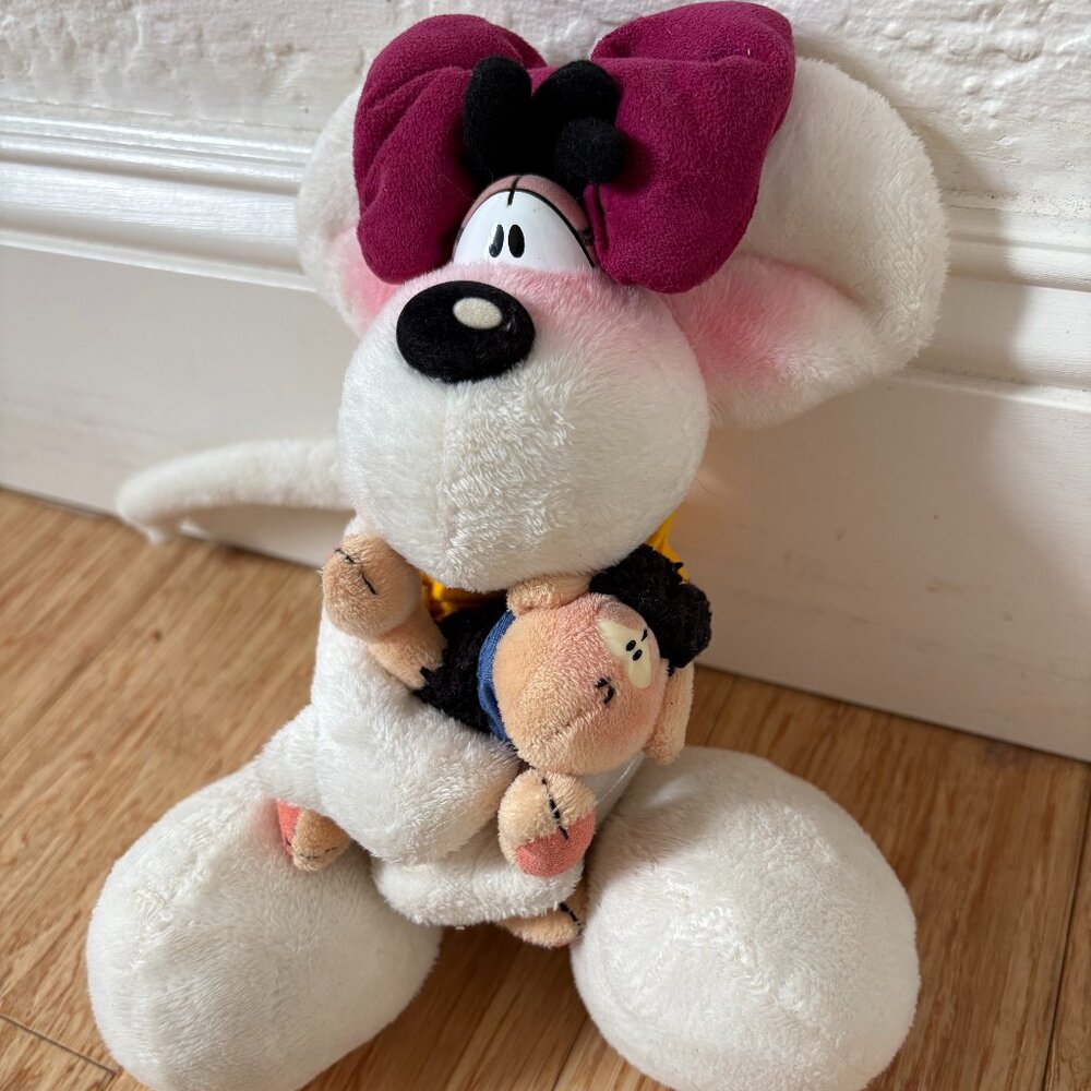 Vintage 90 Diddlina Mouse + Wollyell 13" Knuddel Thomas Goletz Cartoon Plush